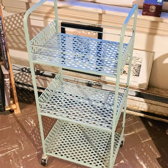 Moving soon!! Urban Outfitters Green 3-tier Langley Metal Rolling Storage Cart - Picture 4 of 13